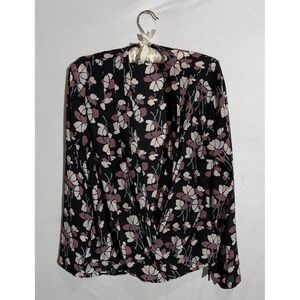 Ann Taylor Long Sleeved Open Front Floral Blouse - Size Medium EUC